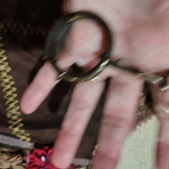 Boho  Canvas And Faux Suede Hobo Purse - Picture 4 of 7